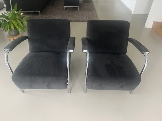 Leolux Scylla (2 Pieces) Black Alcantara – Armchairs, Textile, Chrome (photo 2 of 9)