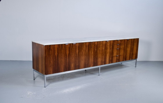 Image 1 of Florence Knoll 60's Rosewood Marble Sideboard Knoll International Editor