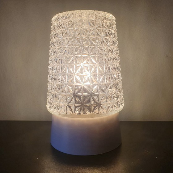 Image 1 of Vintage ceiling lamp clear glass - Facet glass in cylindrical shape