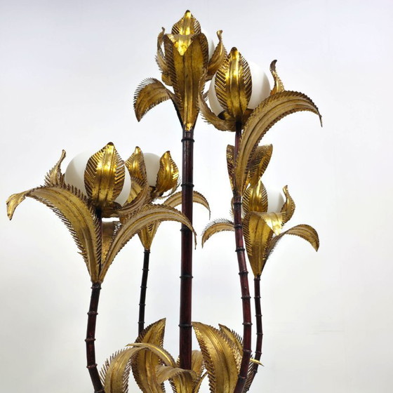 Image 1 of Hollywood Regency Lamp Florentiner Bamboe Palmboom Verguld