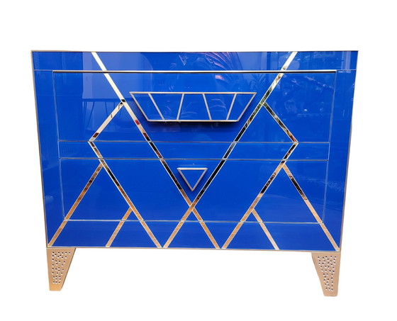 Image 1 of Cómoda en Cristal Azul, Estilo Art Déco, S. XXI