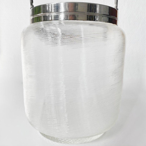 Image 1 of Vintage ice bucket Fries wire glass chrome 1960's