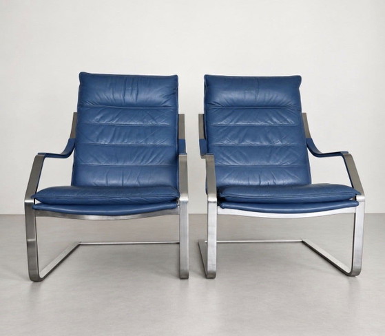 2x Fauteuils Lounge Komet Vintage ArtCollection et Ottoman – rvs, Leather (photo 7 of 15)