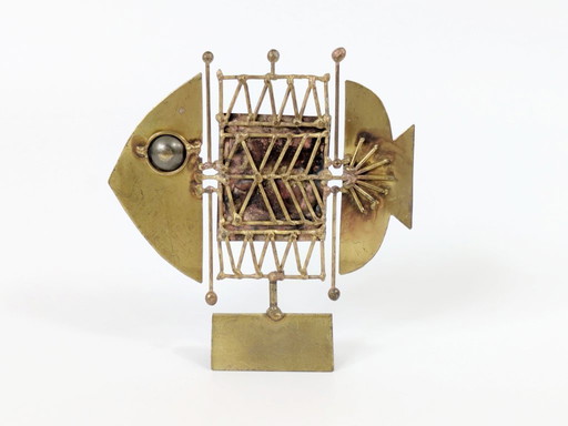 Sculpture de poisson brutaliste du milieu du siècle par Jarc | France | Métaux mixtes