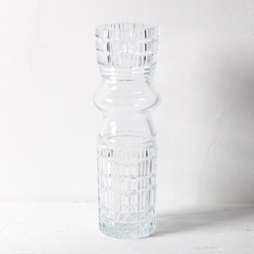 Mid-century Large Vase / Vintage Tall and Solid Clear Crystal Glass Vase / Florence / Italy / 1960s