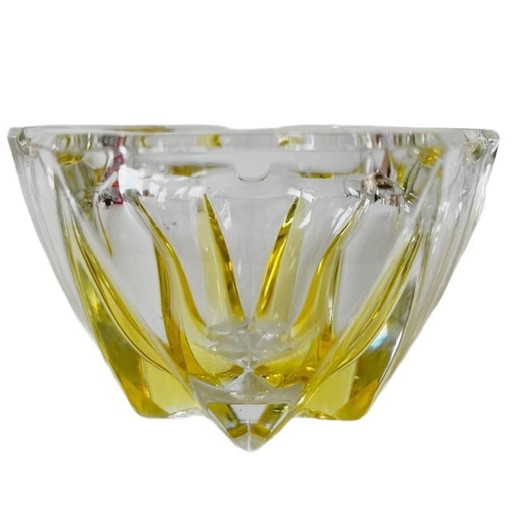 Portacandele in cristallo pesante a forma di stella gialla MCM 1960