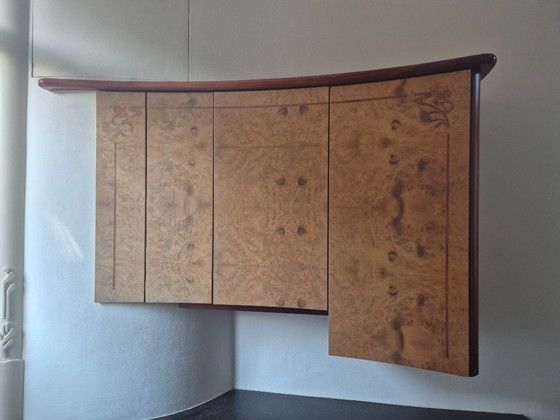 Unieke Custom Jugendstil Designkeuken (1996) – Organisch Fineer met Bar & Radiatorombouw – Merk onbekend (photo 4 of 8)