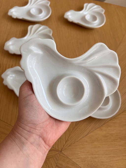Hueveras de porcelana vintage con forma de pollo