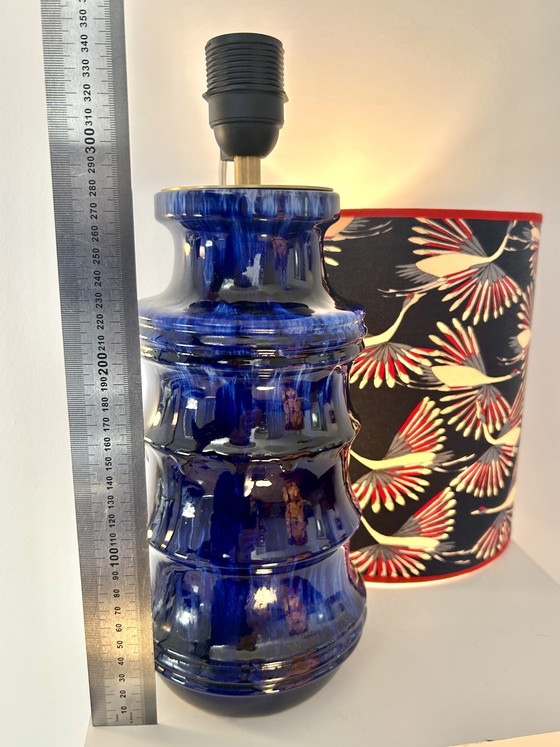Image 1 of Large 1970s vase lamp with expressive glaze and typical pagoda shape