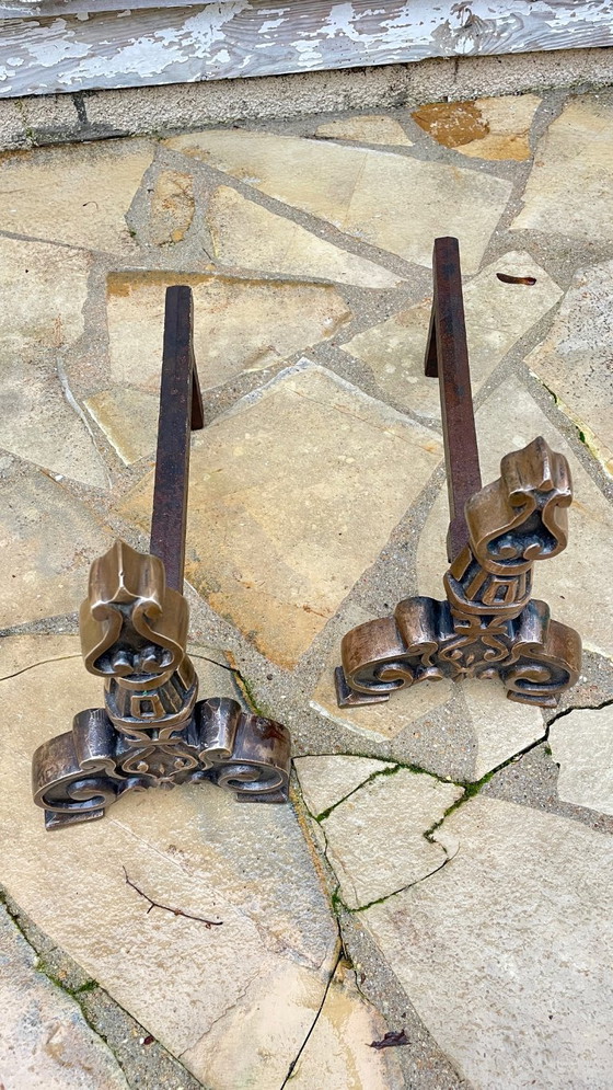 Pair of Vintage Solid Brass Fire Dogs – Candle holders, Cast Iron (photo 14 of 36)