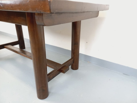 Image 1 of Brutalist rectangular dining table by Georges Robert in dark pine wood from the 1950s/60s