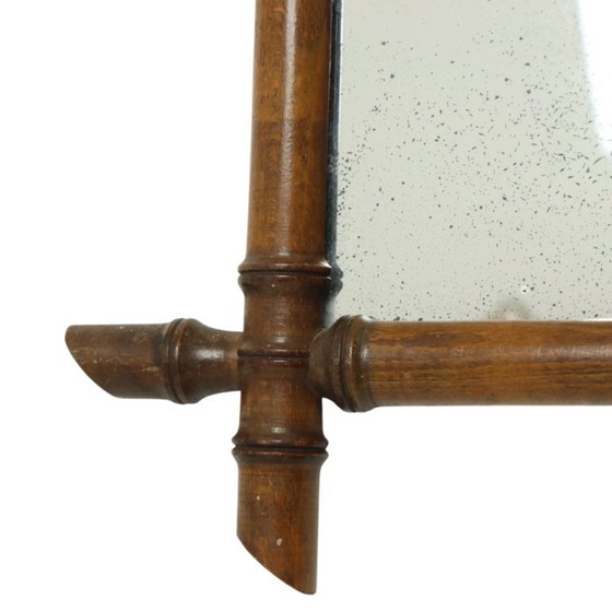 Image 1 of Espejo francés de madera imitación bambú antiguo de 52x39 cm.