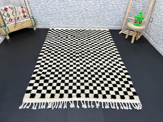 Image 1 of Tapis Beni Ourain fait main 300cmx200cm : Authentique tapis marocain en laine, design géométrique