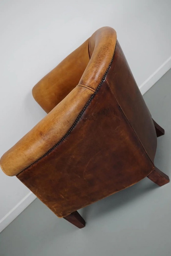 Image 1 of Vintage Nederlandse cognackleurige leren clubfauteuil