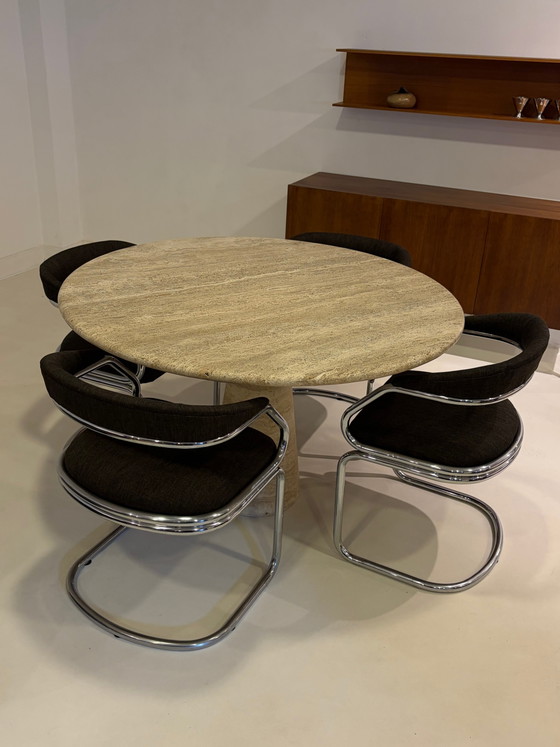 Set van 4 vintage buisframe eetkamerstoelen – Stoppino, Chrome, Mid Century Modern (photo 8 of 10)