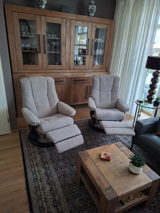 Image 1 of Set Stressless Mayfair Medium Power leg + accu fauleuils met elektrische relax: