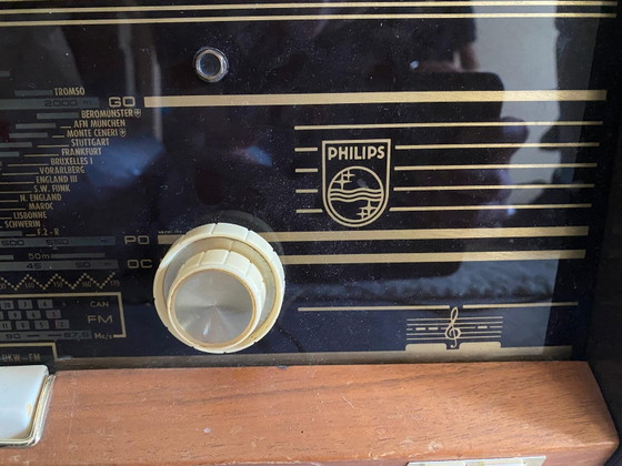 Vintage Philips radio 50s/60s – wooden casing – rare retro design – Decorative Objects, Metal, Plastic (photo 6 of 6)
