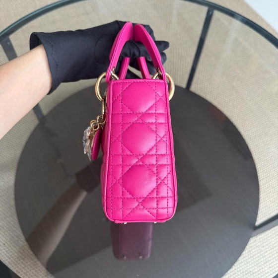 Image 1 of DIOR LADY MINI - CANNAGE LAMSLEER FELROZE GOUDEN BESLAG VERSTELBARE BAND