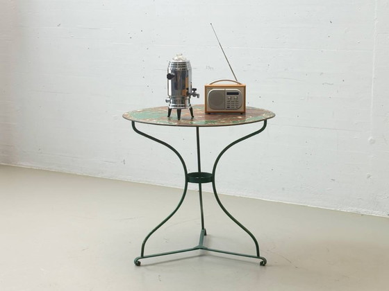 Image 1 of Green French gueridon metal garden table, 1950s