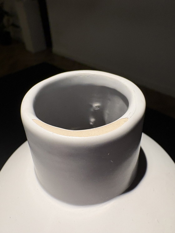 Image 1 of Decorative vase in ochre yellow with striped pattern