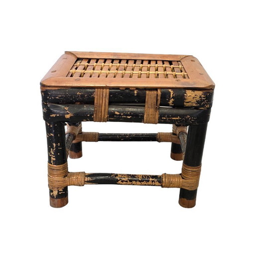 petite table à plantes vintage en bambou