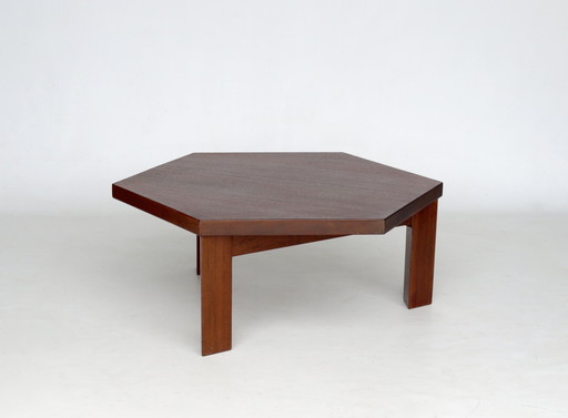 Mahogany Hexagonal Coffee Table by Wim Den Boon, 1960s