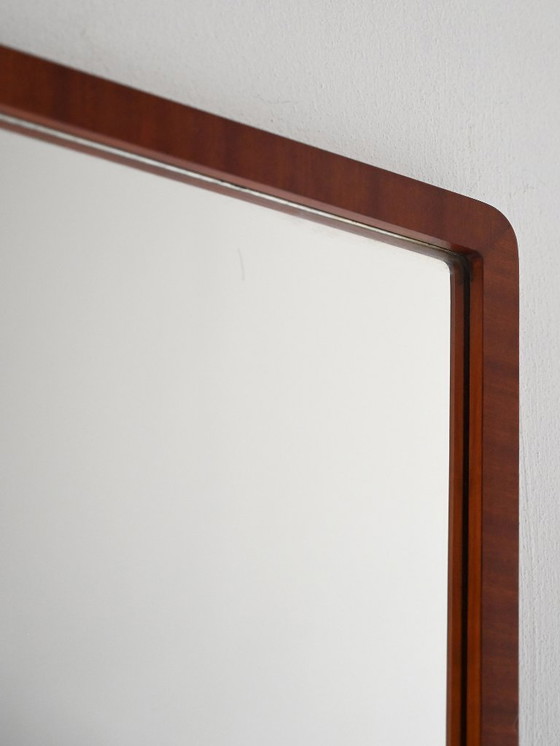 Image 1 of 1940s Scandinavian Art Deco Mirror in Lacquered Mahogany