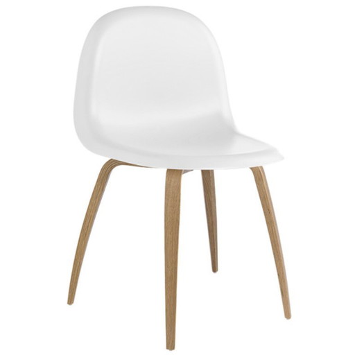 Gubi 3D Dining Chair white, oak legs, set of 4