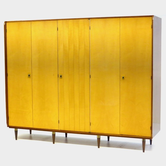 Image 1 of Large vintage design wardrobe in flamed maple and teak
