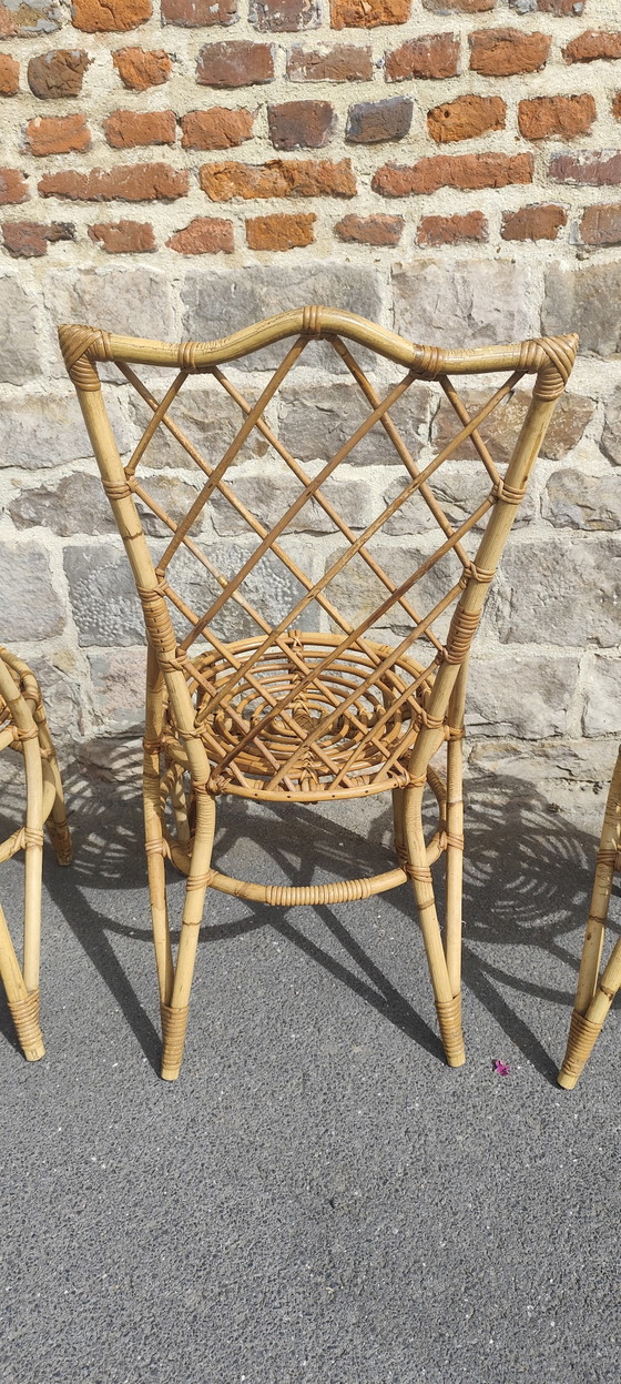 Image 1 of Set di 4 sedie in rattan Louis Sognot