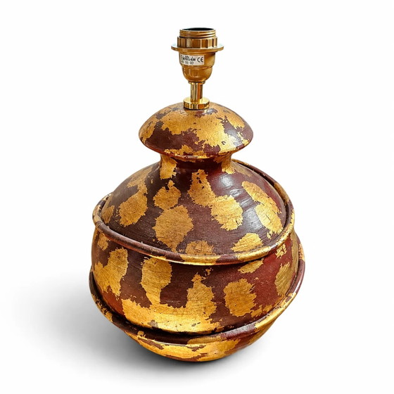 Lámpara de jarrón de cerámica decorada en oro de Hubert Olivier / Francia años 70 – Lámparas de mesa, Ceramic (photo 7 of 7)