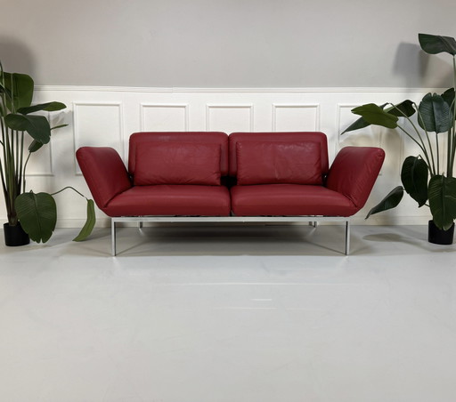Brühl Roro Designer Cuir Rouge Canapé-lit Canapé