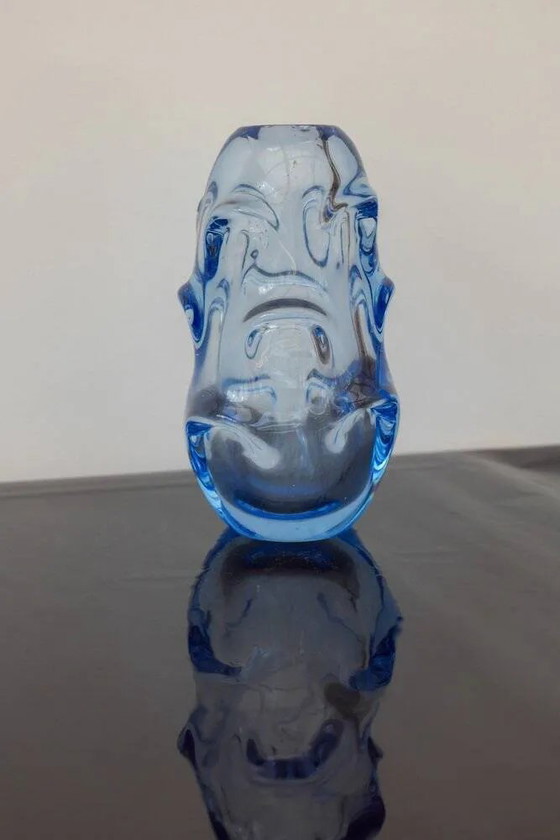 Image 1 of Vase vintage en cristal moderne bleu pâle par Börne Augustsson pour Åseda