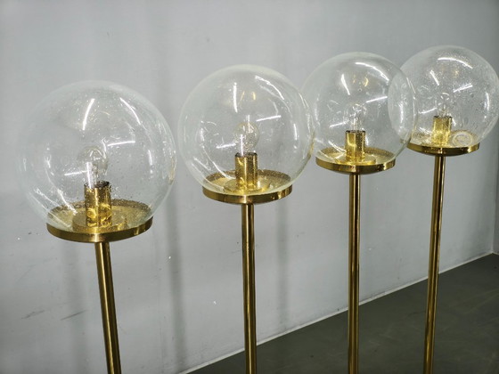 Set aus 4 Space Age Stehleuchten aus Messing und Blasenglas, Kamenický Šenov – Brass (photo 10 of 15)