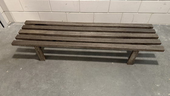 Image 1 of Lange teakhouten bank uit het midden van de eeuw - -teakhout -Scandinavisch design - jaren 60