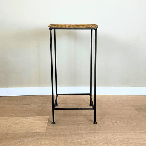 Image 1 of Industrial Steel and Wood Side Table