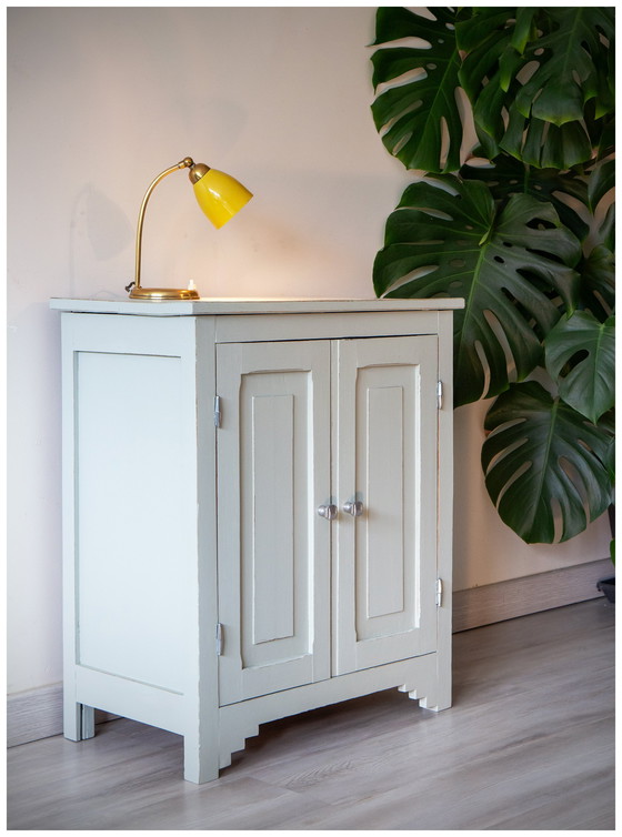 Image 1 of Buffet parisien gris argile, bois patiné, 1950