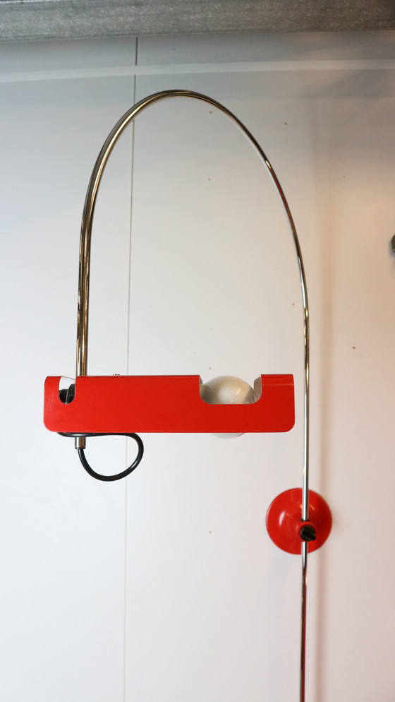 Image 1 of Lampe murale rouge en forme d'araignée de Joe Colombo pour O-Luce, 1965