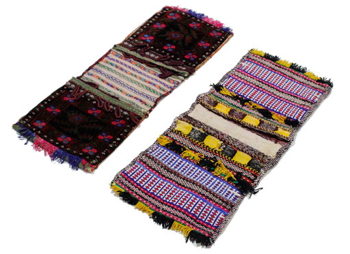 2x Original Handgeknüpfte Salz Tasche Aus Echter Wolle, Khurjin, Afghan Deco 70x30 cm