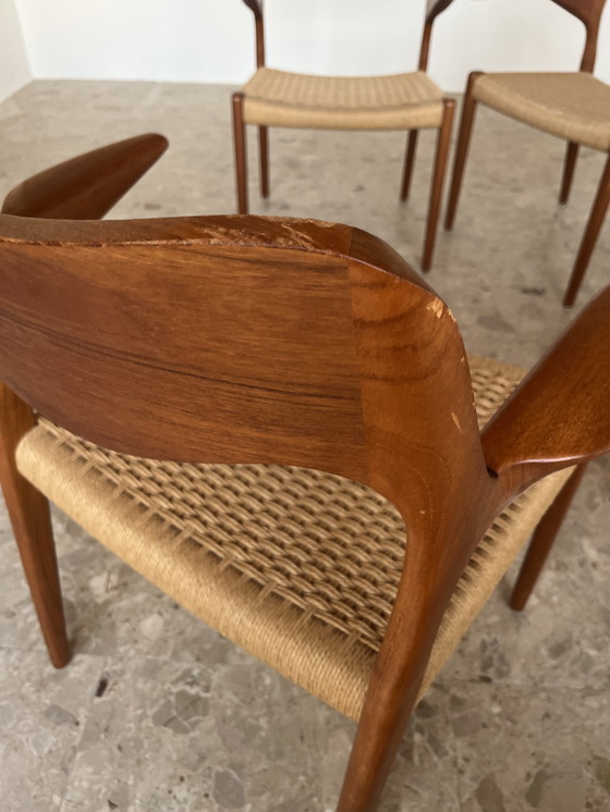 Image 1 of 5x Original "Niels Otto Møller Model 55" Armchair Teak Paper Cord J.L. Møllers!!