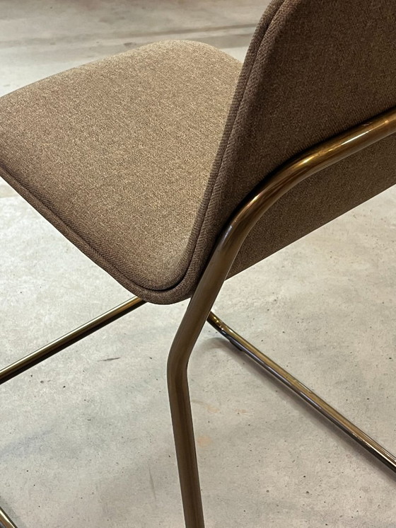 Image 1 of 2x Counter bar stool in bronze color upholstered brand Bogaerts
