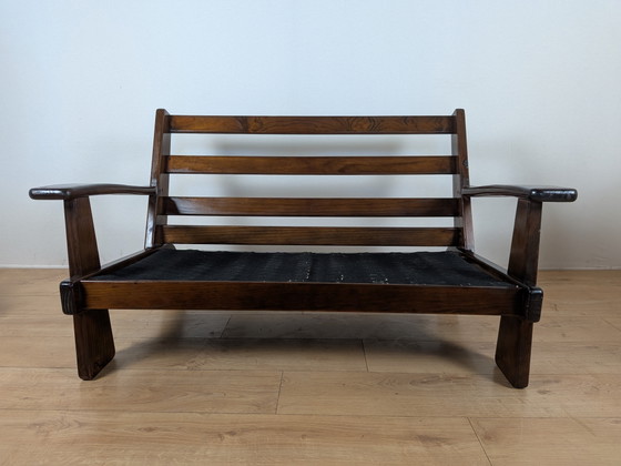 Image 1 of Vintage Gralon Everest / Schote 70 2-Zits Designbank – Massief Hout – Jaren '70