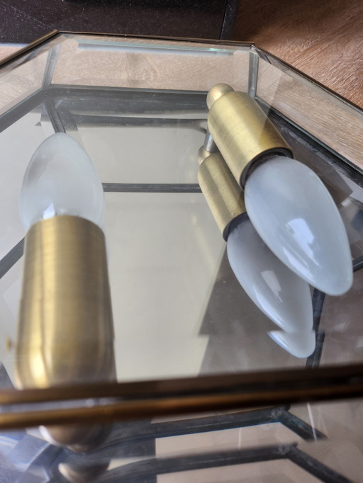 2x facettierte Vintage-Lampen aus Buntglas