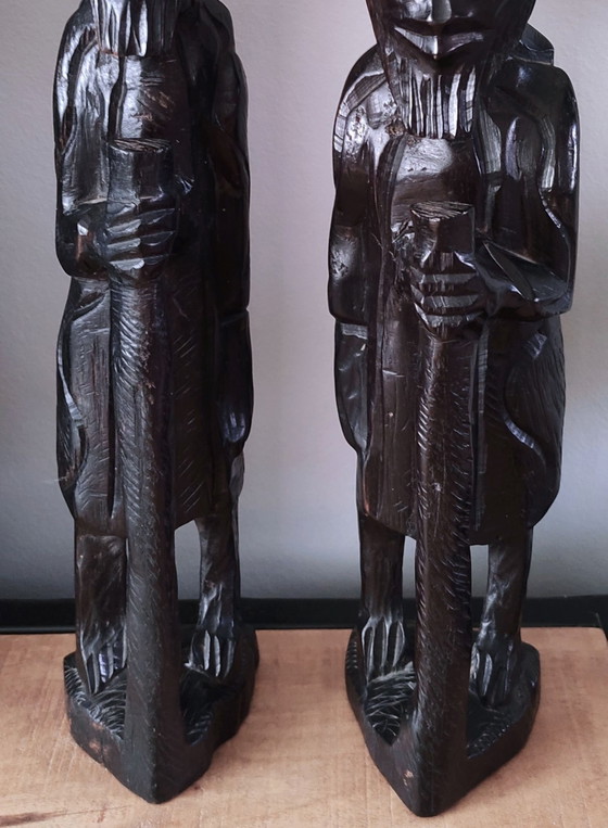 Sculture africane in ebano intagliate a mano, set di 2 (40cm), Oggetti decorativi, Legno, Marrone (foto 3 di 5)