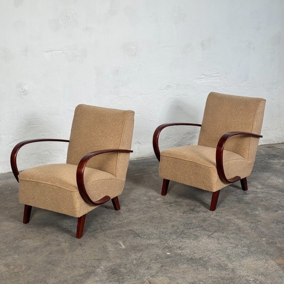 Image 1 of Een paar volledig gerestaureerde Jindřich Halabala Type C fauteuils, jaren 1930 – Tsjechoslowaakse Art Deco