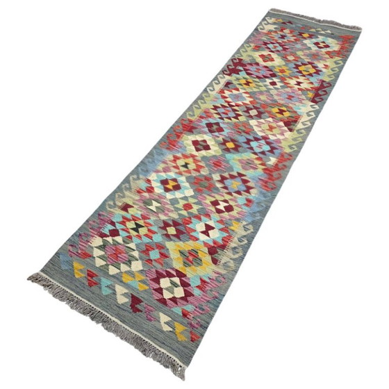 Alfombra afgana de lana tejida a mano – Maimana Flatweave, motivos tradicionales (303 x 90 cm) – Wool (photo 5 of 5)