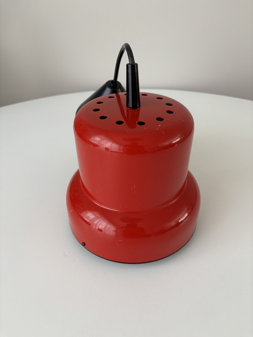 Small Red Metal Poker Pendant Lamp by Jo Hammerborg for Fog and Mørup, Denmark, 1970s