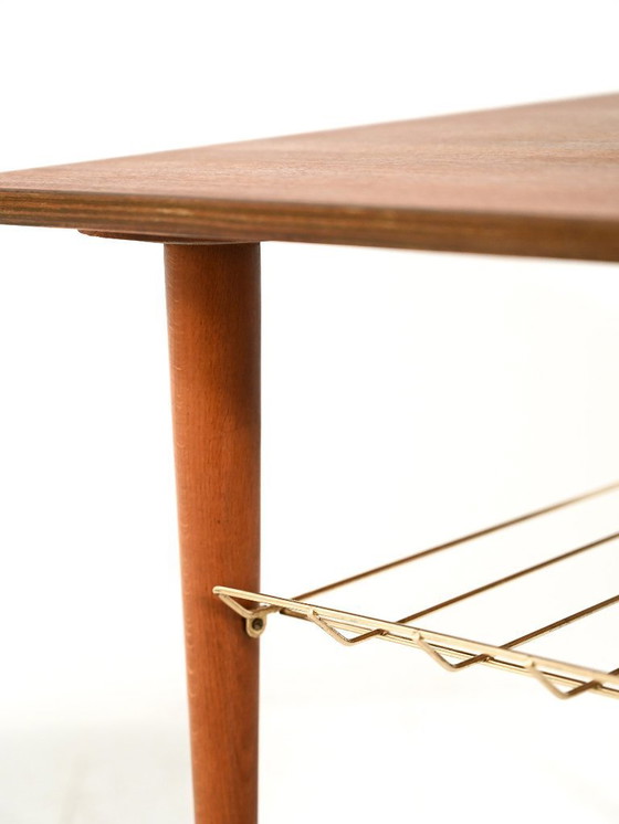 Image 1 of Scandinavian Teak Coffee Table with brass shelf