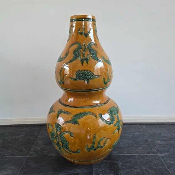 Impressive Chinese Vase, Double Gourd Vase (80 cm) – Chinoiserie Eyecatcher – Ceramic (photo 4 of 9)