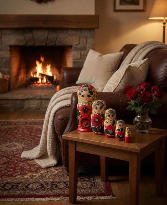 Image 1 of Autentiche bambole Matrioska tinte a mano – Set completo di 5